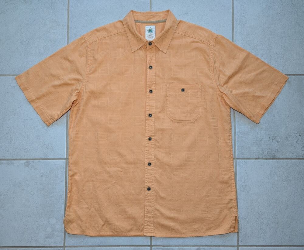The Territory Ahead Men's Large Button Up Shirt Geometric Texture Casual Orange